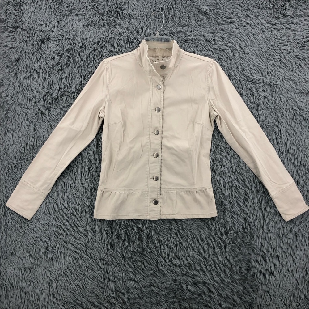 Maurices Jacket Womens Small Mandarin Cream Button Up Lace Insert